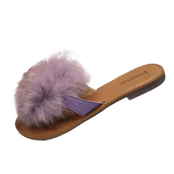 Purple flip-flop Purple Fur Pom Thong Sandal NWB - Picture 5 of 9